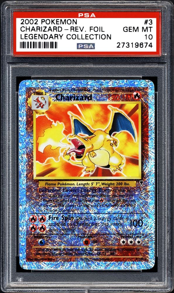 PSA 10 Gem Mint 2002 Legendary Collection Charizard, reverse foil